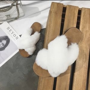 Super Cute White Cross Furry Slippers